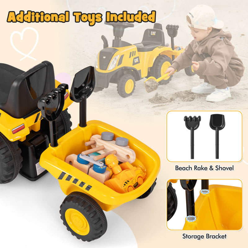 Licensed Caterpillar Kids Ride-On Tractor with Foot-to-Floor Sliding and Front Shovel Magic Cars 6