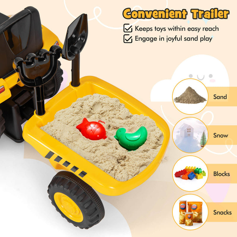 Licensed Caterpillar Kids Ride-On Tractor with Foot-to-Floor Sliding and Front Shovel Magic Cars 8