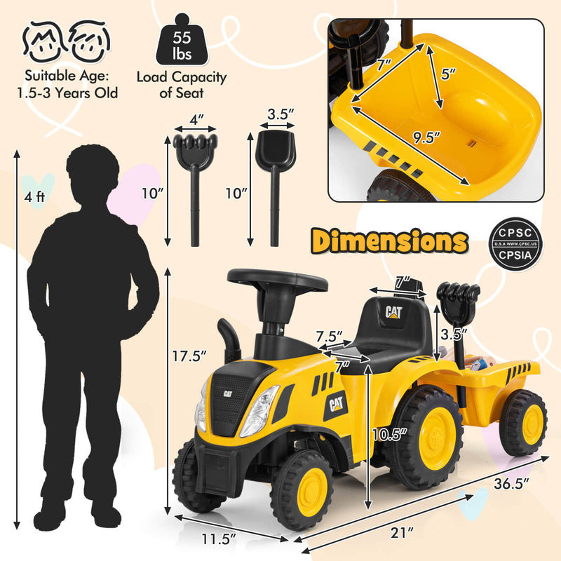 Licensed Caterpillar Kids Ride-On Tractor with Foot-to-Floor Sliding and Front Shovel Magic Cars 1