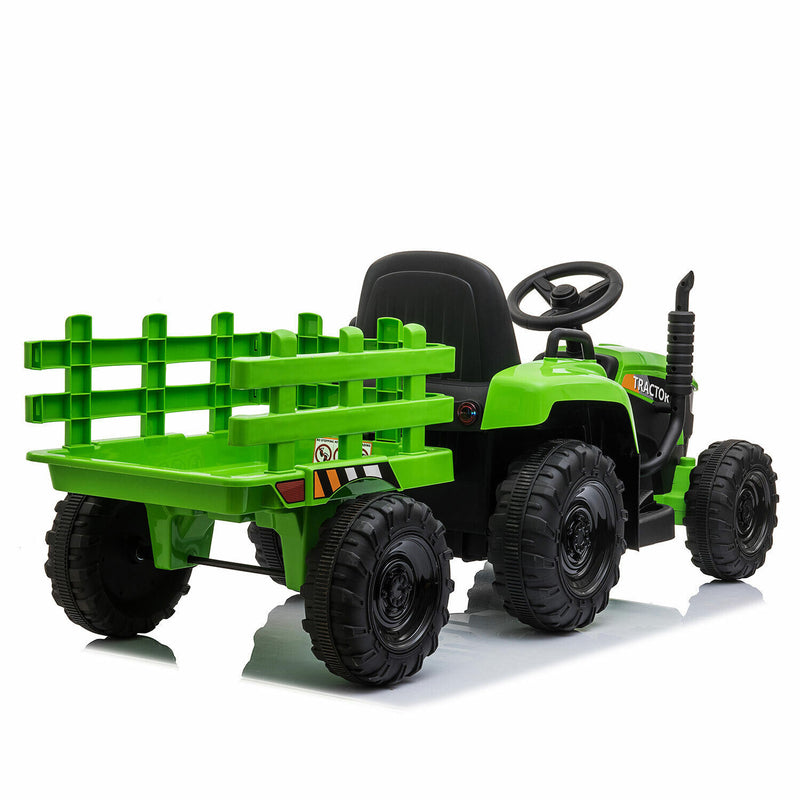 12V Battery-Powered Kids Ride-On Electric Tractor with Trailer and Remote Control Magic Cars 6