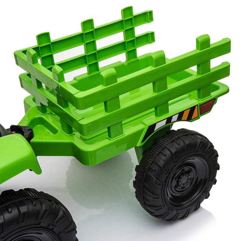 12V Battery-Powered Kids Ride-On Electric Tractor with Trailer and Remote Control Magic Cars 8