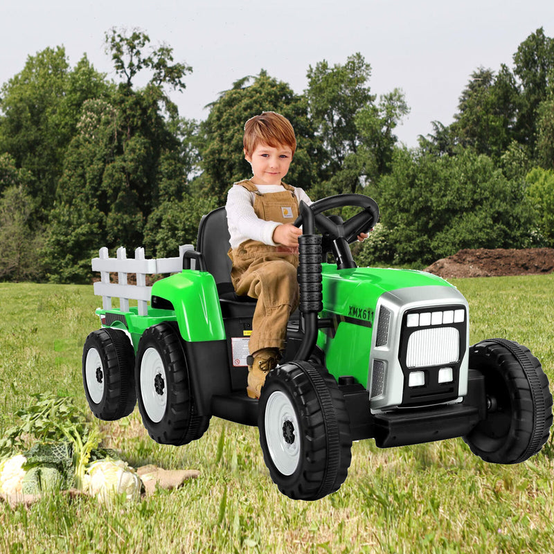12V Battery Powered Kids Ride-On Tractor with Trailer, Remote Control and LED Lights Magic Cars 0