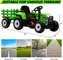 12V Kids Ride-On Tractor with Green Trailer and Remote Control Battery-Powered Toy Magic Cars 4