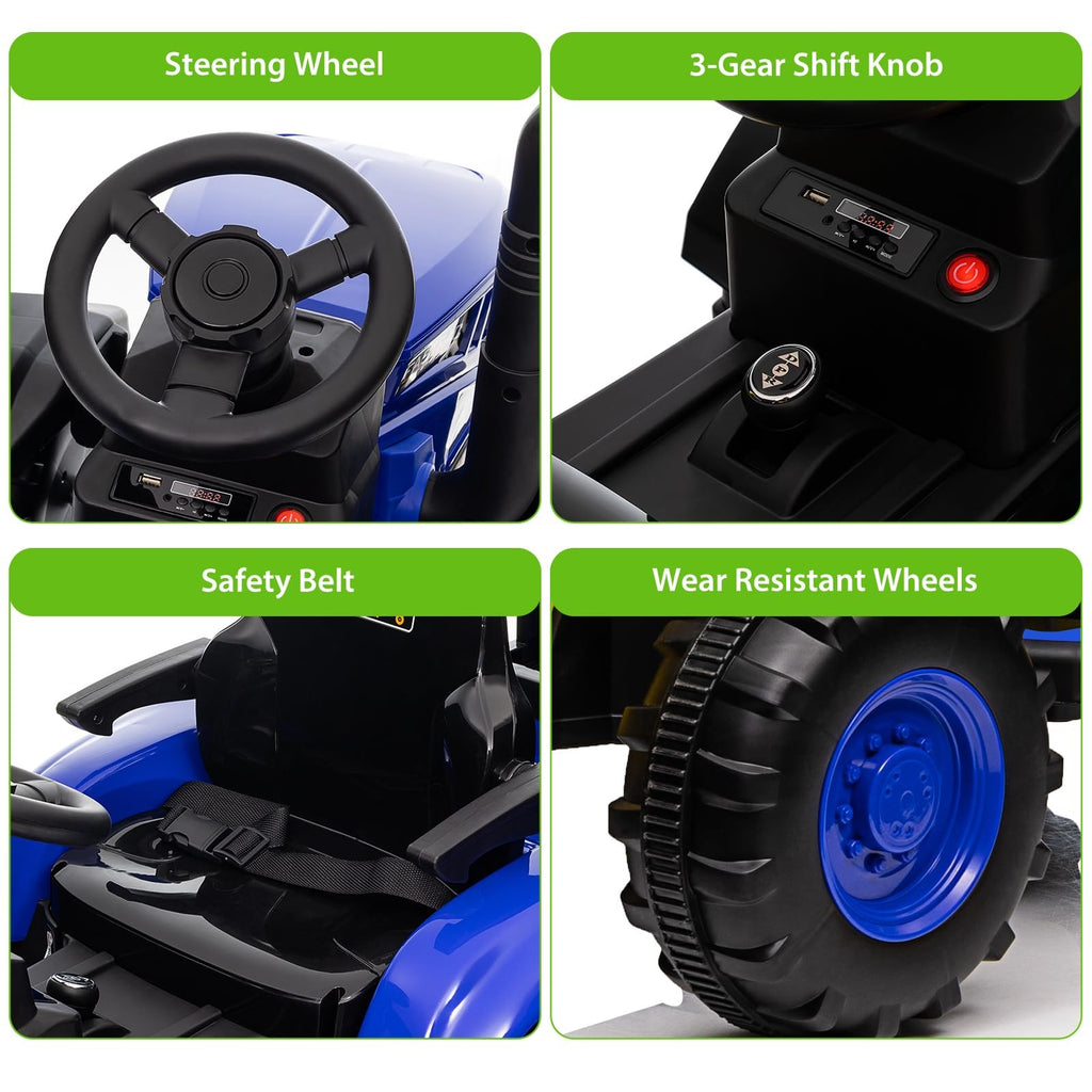 12V Electric Ride-On Tractor for Kids with Remote Control and Recharge
