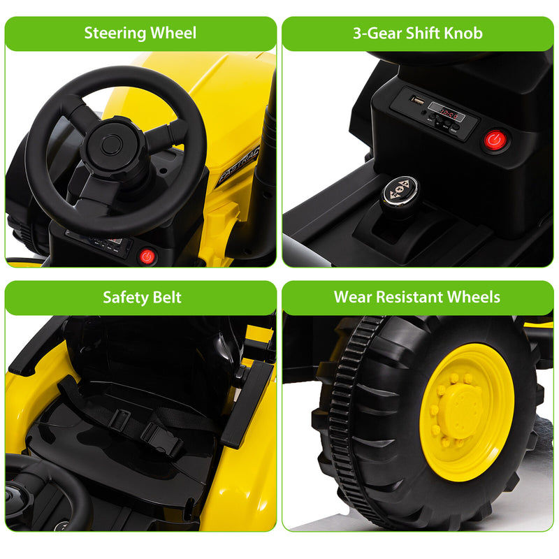 12V Battery-Powered Kids Ride-On Electric Tractor with Remote Control Magic Cars 17