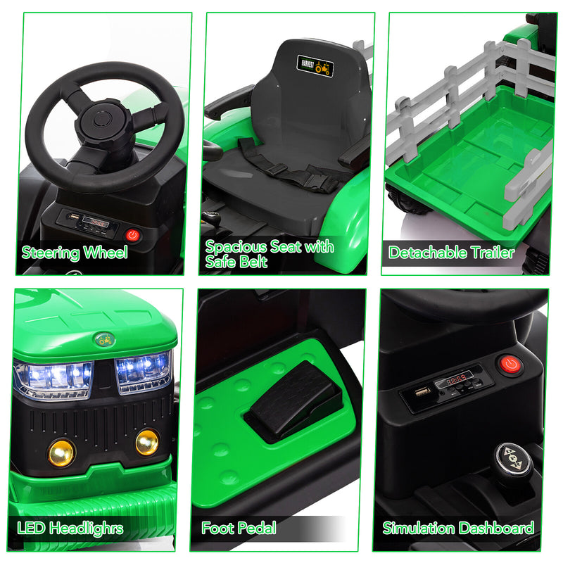 12V Battery-Powered Kids Ride-On Electric Tractor with Remote Control Magic Cars 22