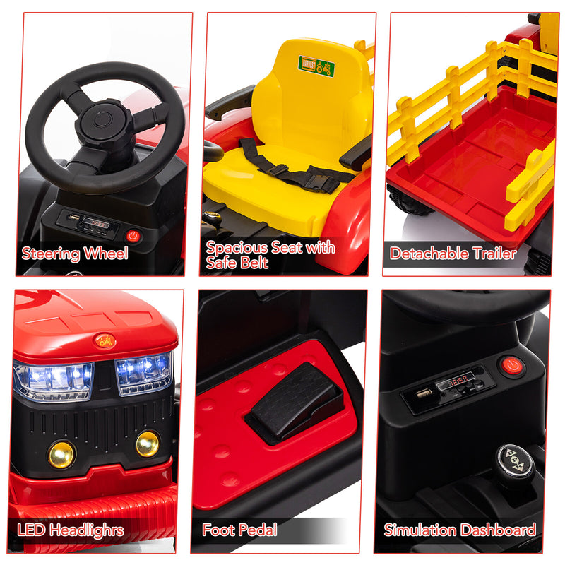 12V Battery-Powered Kids Ride-On Electric Tractor with Remote Control Magic Cars 9