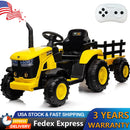 12V Battery-Powered Kids Ride-On Electric Tractor with Trailer and LED Lights Magic Cars 0