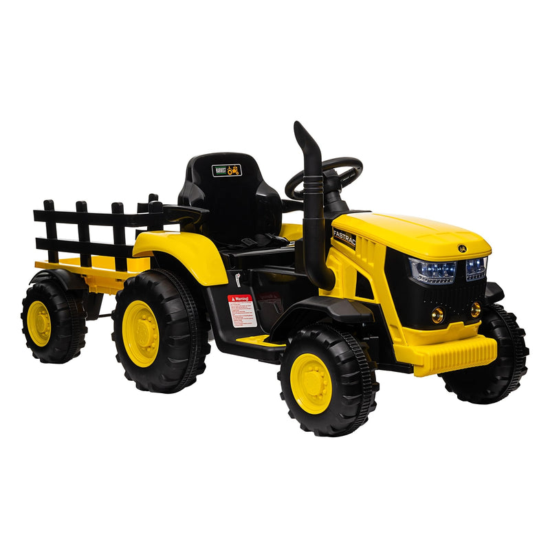 12V Battery-Powered Kids Ride-On Electric Tractor with Trailer and LED Lights Magic Cars 11