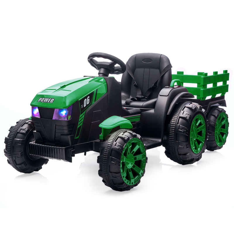 12V Battery-Powered Electric Ride-On Tractor with Trailer for Kids Magic Cars 0