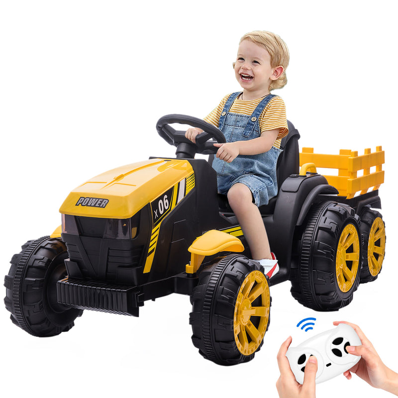12V Battery-Powered Electric Ride-On Tractor with Trailer for Kids Magic Cars 13