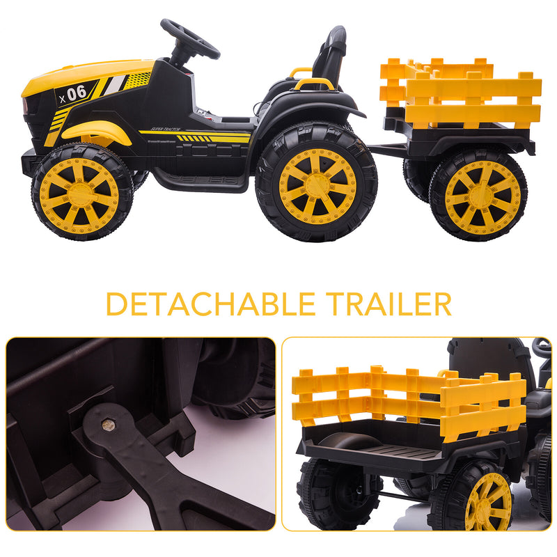 12V Battery-Powered Electric Ride-On Tractor with Trailer for Kids Magic Cars 15