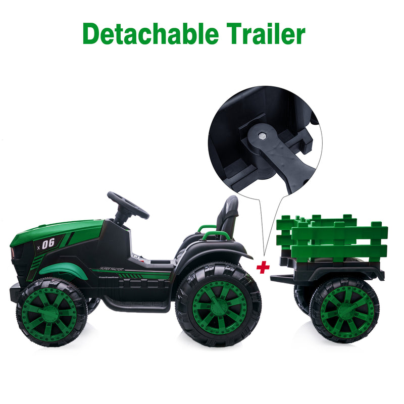 12V Battery-Powered Electric Ride-On Tractor with Trailer for Kids Magic Cars 2