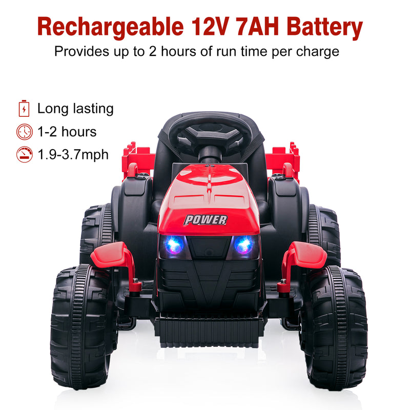 12V Battery-Powered Electric Ride-On Tractor with Trailer for Kids Magic Cars 9