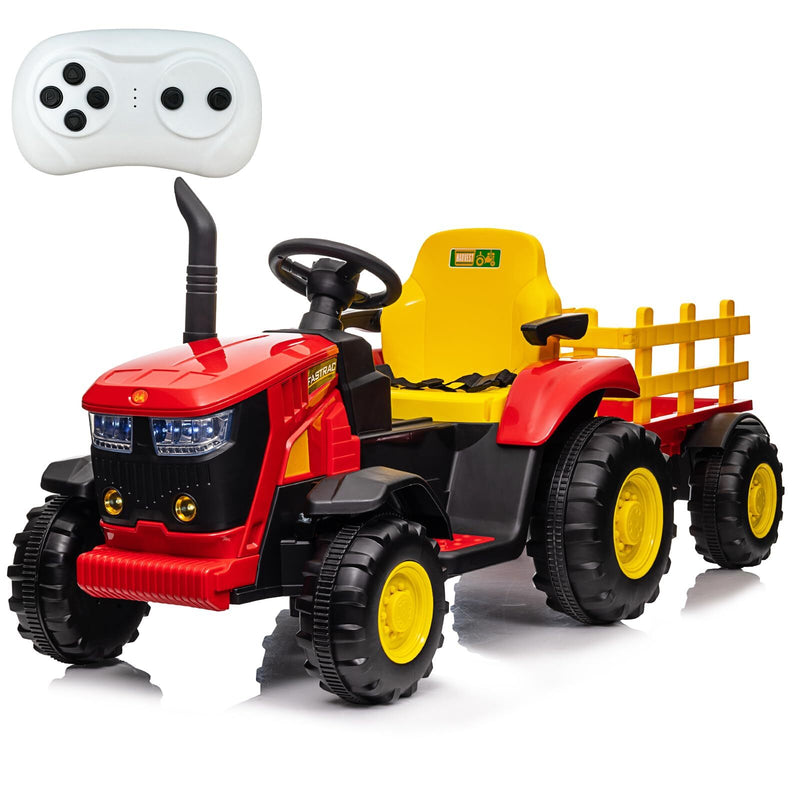 12V Battery-Powered Kids Electric Ride-On Tractor with Trailer Toy Vehicle Magic Cars 5