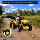 Kids 12V Electric Ride-On Tractor with Trailer, Battery Powered Toy Vehicle Magic Cars 13