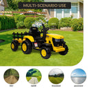 Kids 12V Electric Ride-On Tractor with Trailer, Battery Powered Toy Vehicle Magic Cars 16
