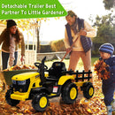 Kids 12V Electric Ride-On Tractor with Trailer, Battery Powered Toy Vehicle Magic Cars 3