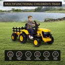 Kids 12V Electric Ride-On Tractor with Trailer, Battery Powered Toy Vehicle Magic Cars 4