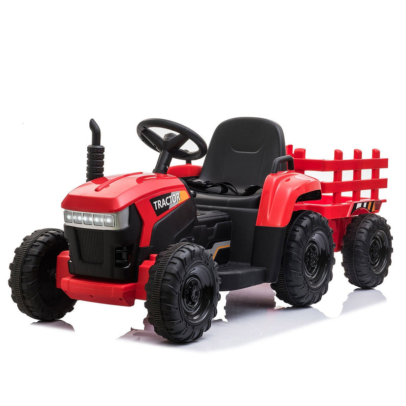 12V Battery-Powered Kids Ride-On Tractor with Trailer Toy Magic Cars 10