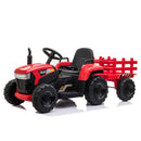 12V Battery-Powered Kids Ride-On Tractor with Trailer Toy Magic Cars 12