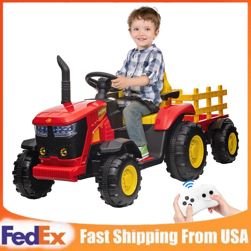 Kids Ride On Electric Tractor with Trailer, Battery Powered Toy Vehicle Magic Cars 2