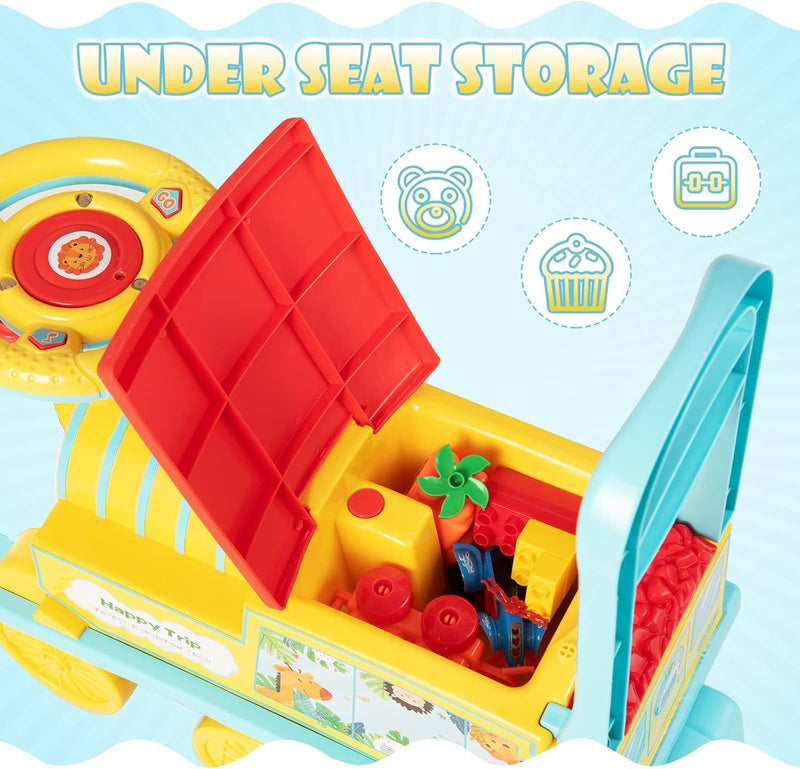 6V Electric Kids Ride-On Train Toy with Track, Lights, Sounds, and Retractable Features Magic Cars 4