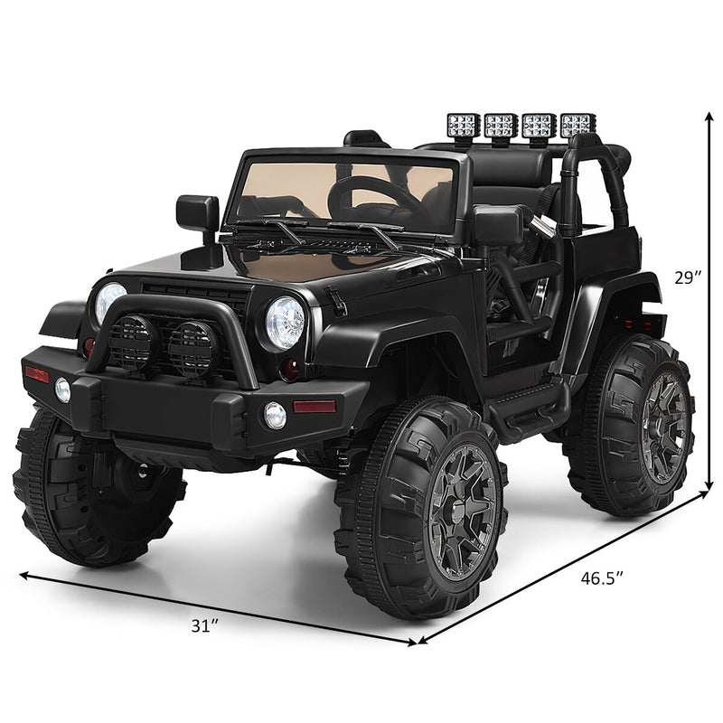 Kids Ride-On Truck Car with Remote Control and LED Lights in Black Magic Cars 1