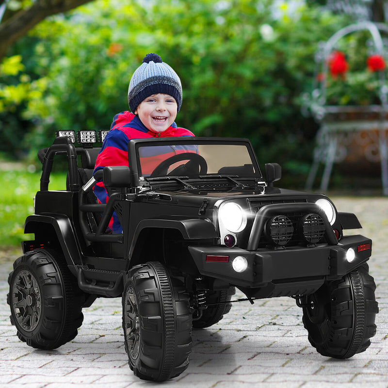 Kids Ride-On Truck Car with Remote Control and LED Lights in Black Magic Cars 2