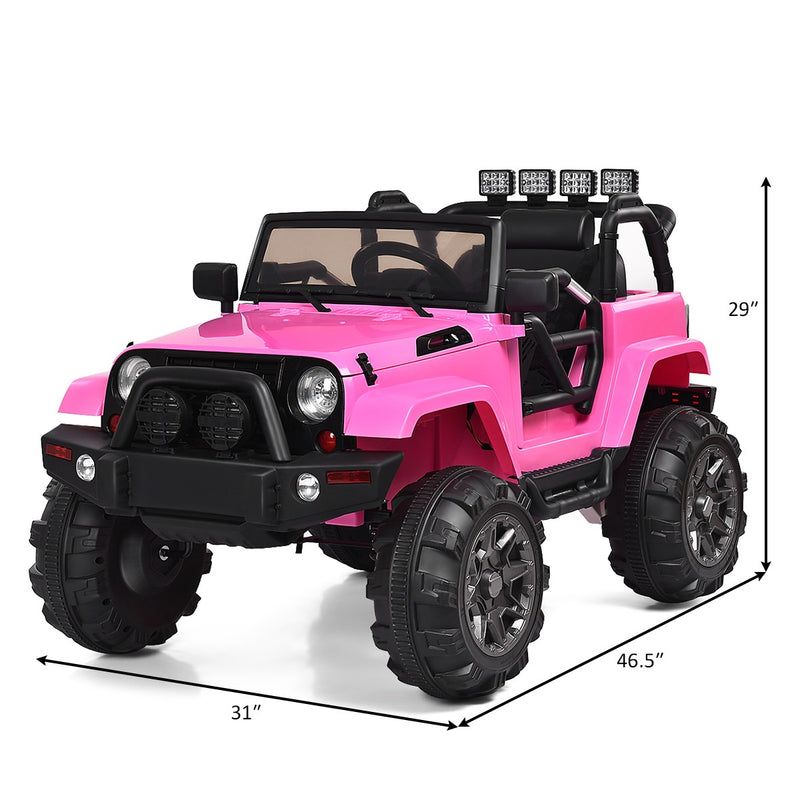 Kids Ride-On Truck Car with Remote Control, Music, and LED Lights – Pink Magic Cars 1