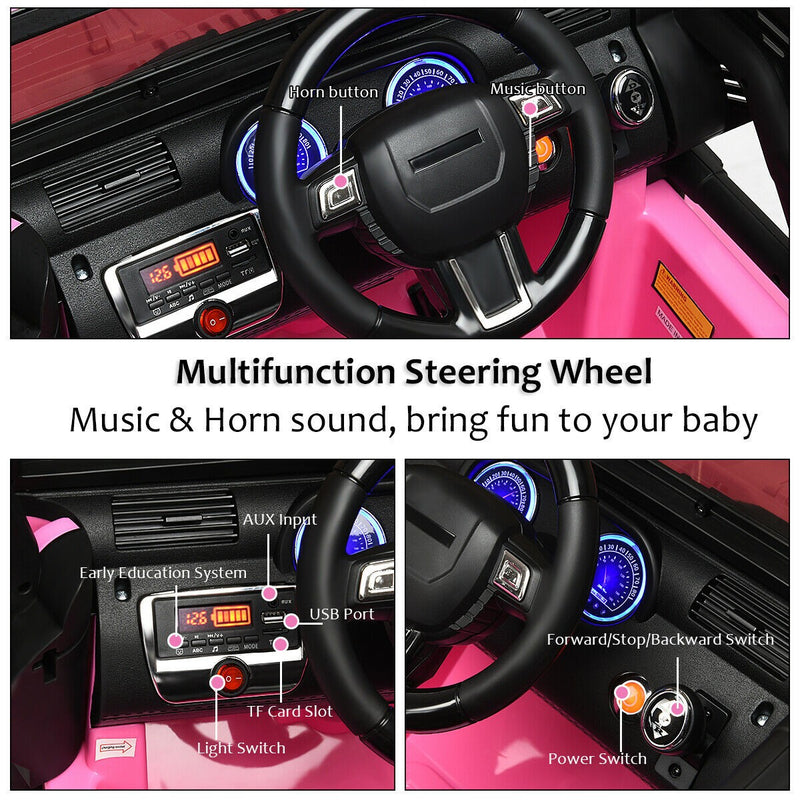 Kids Ride-On Truck Car with Remote Control, Music, and LED Lights – Pink Magic Cars 5