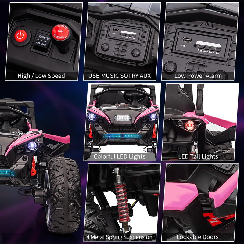 Kids 2-Seat Electric UTV Ride-On Car with 24V Battery and Metal Suspension Magic Cars 3