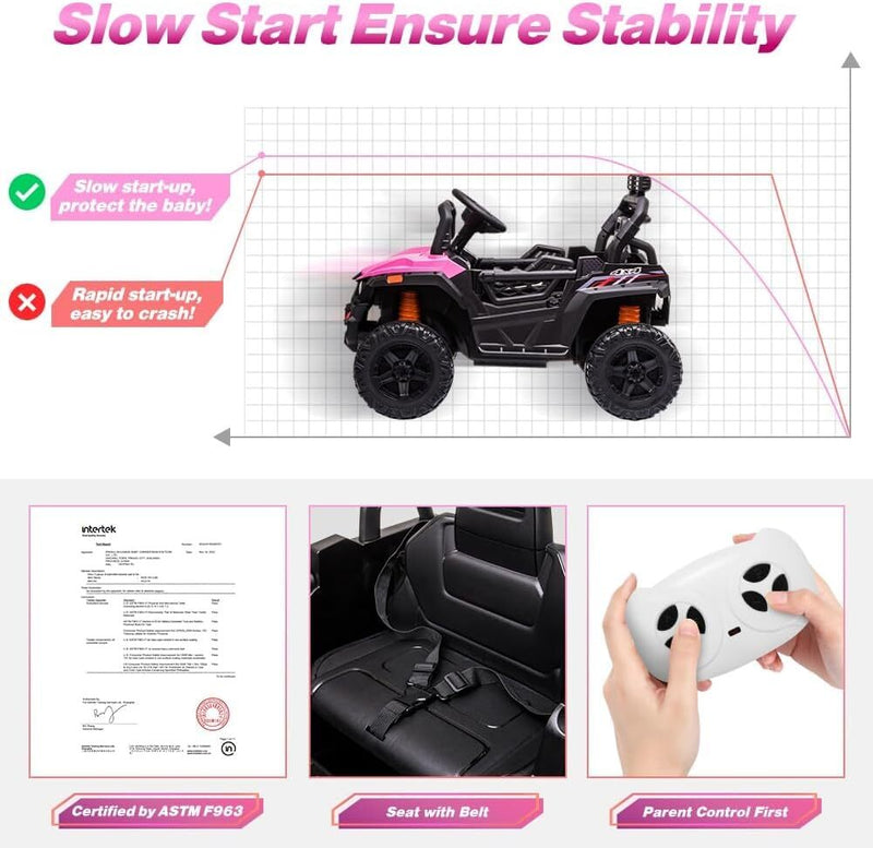 12V Kids Ride-On UTV Truck with Remote Control and 390W Dual Motors Magic Cars 4