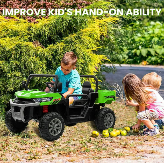 Electric Battery-Powered Kids Ride-On Remote Control Dump Truck Car Green Magic Cars 4