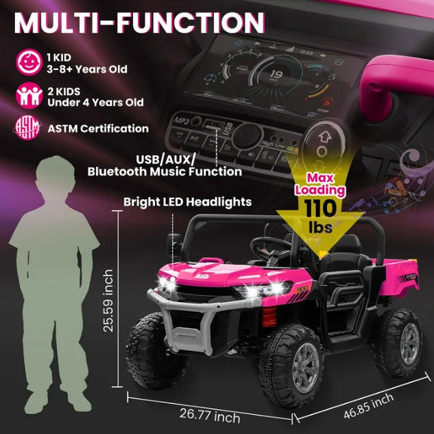Electric Pink Kids' Battery-Powered Remote Control Dump Truck Ride-On Car Magic Cars 1