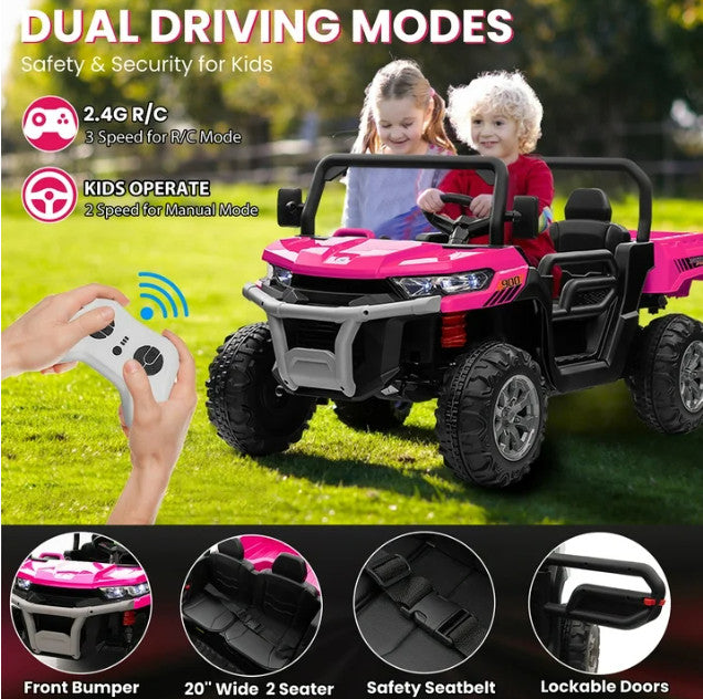Electric Pink Kids' Battery-Powered Remote Control Dump Truck Ride-On Car Magic Cars 2