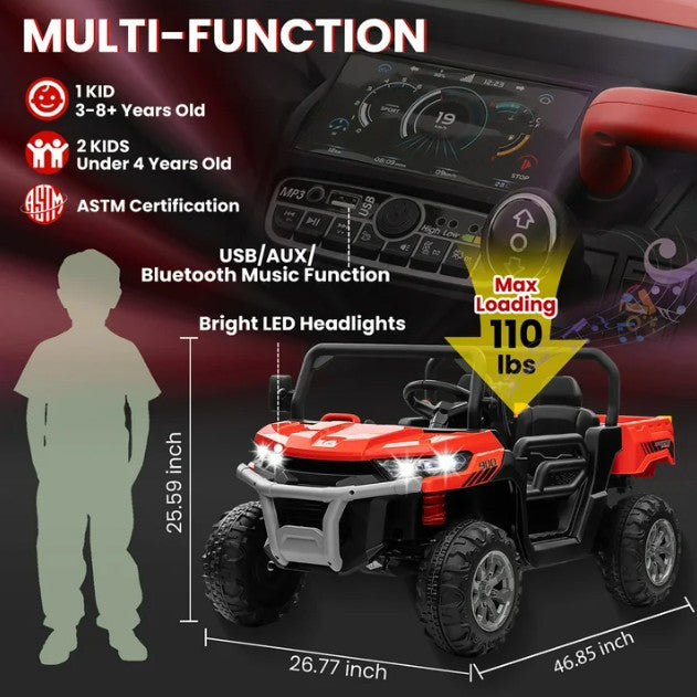 Electric Red Kids Ride-On Remote Control Dump Truck Car Battery Powered Toy Magic Cars 1
