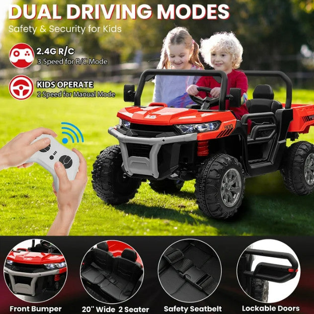 Electric Red Kids Ride-On Remote Control Dump Truck Car Battery Powered Toy Magic Cars 2