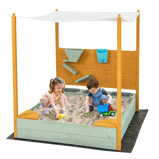 Kids Sandbox with Sand Walls and Removable Canopy for Ages 3-8 Years Magic Cars 3
