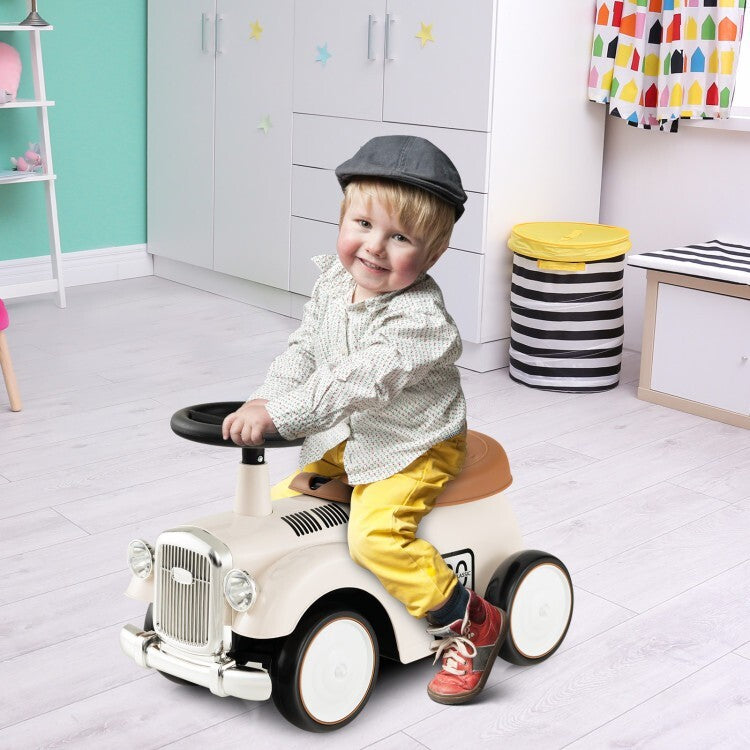 Kids Sit-to-Stand Ride-On Vehicle with Working Steering Wheel and Under-Seat Storage Magic Cars 3