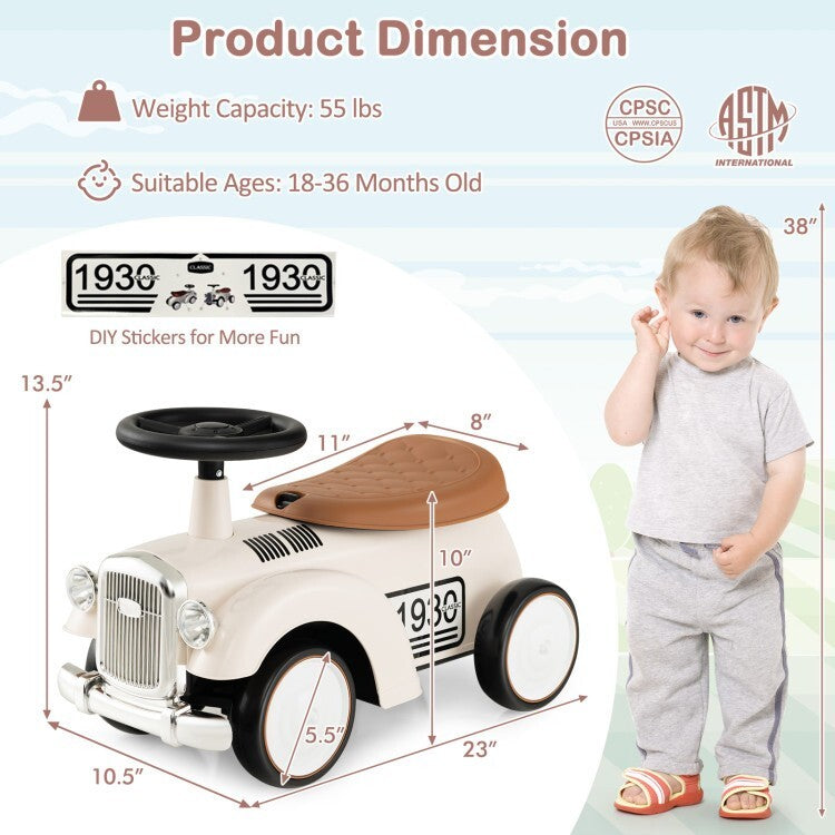 Kids Sit-to-Stand Ride-On Vehicle with Working Steering Wheel and Under-Seat Storage Magic Cars 5