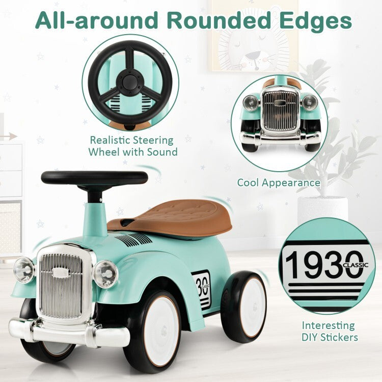 Kids Sit-to-Stand Ride-On Vehicle with Working Steering Wheel and Under-Seat Storage Green Magic Cars 10
