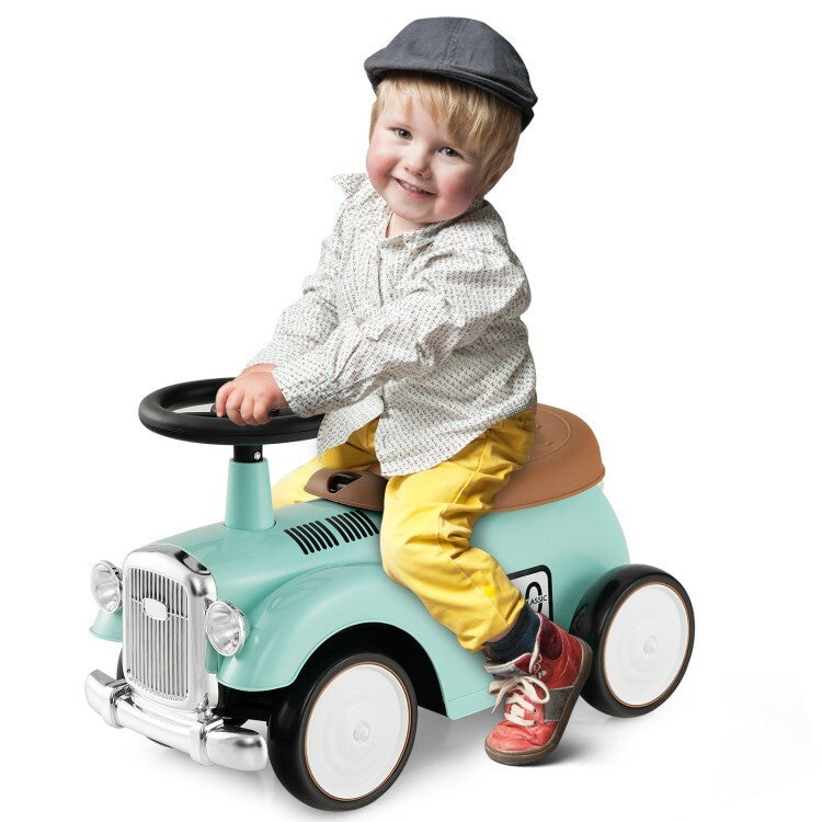 Kids Sit-to-Stand Ride-On Vehicle with Working Steering Wheel and Under-Seat Storage Green Magic Cars 5