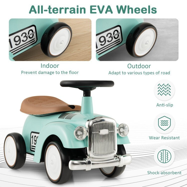 Kids Sit-to-Stand Ride-On Vehicle with Working Steering Wheel and Under-Seat Storage Green Magic Cars 7