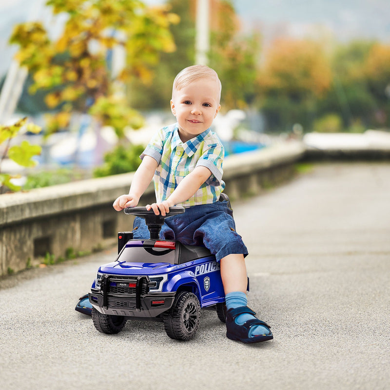 Children's Blue Police Truck Ride-On Car with Sliding Feature and Under-Seat Storage Magic Cars 0