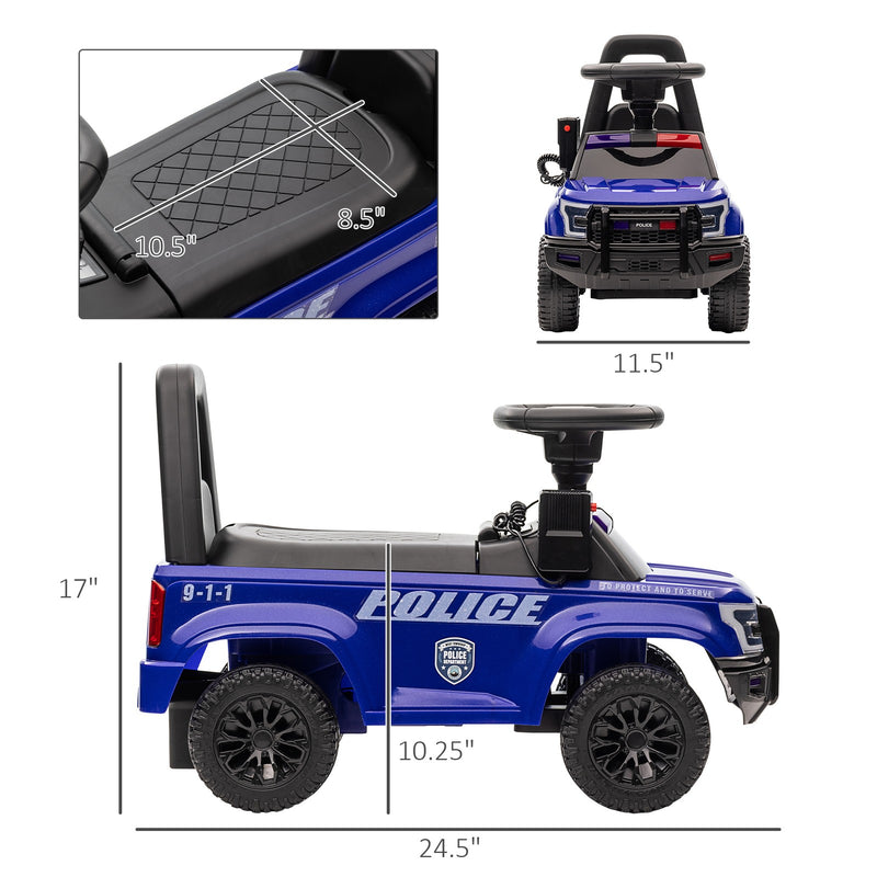 Children's Blue Police Truck Ride-On Car with Sliding Feature and Under-Seat Storage Magic Cars 1