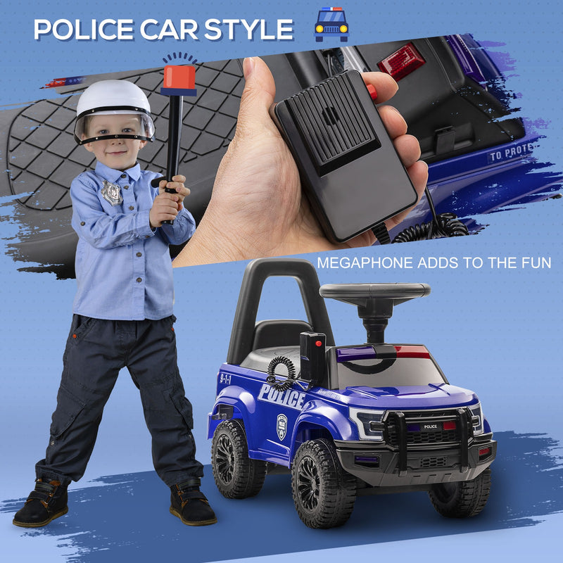 Children's Blue Police Truck Ride-On Car with Sliding Feature and Under-Seat Storage Magic Cars 4