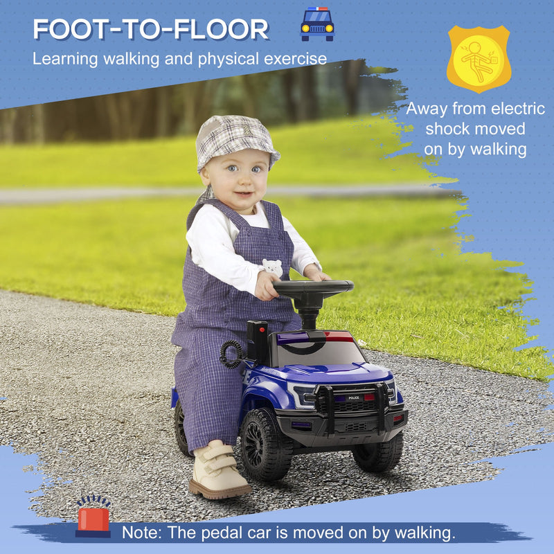 Children's Blue Police Truck Ride-On Car with Sliding Feature and Under-Seat Storage Magic Cars 5