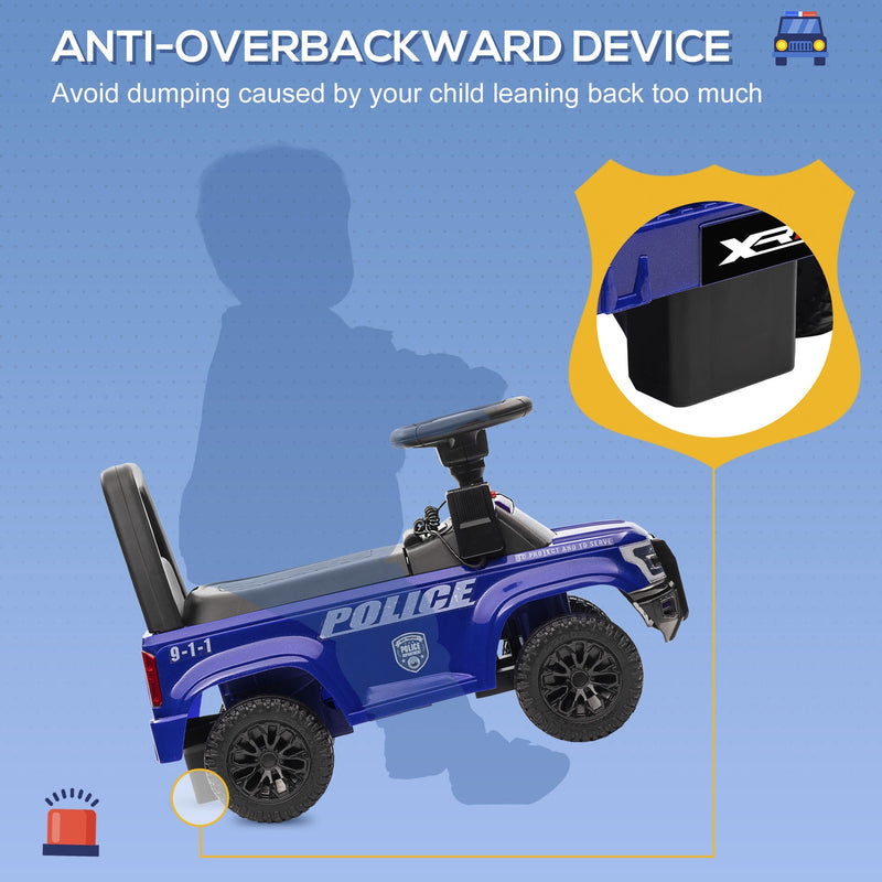 Children's Blue Police Truck Ride-On Car with Sliding Feature and Under-Seat Storage Magic Cars 6