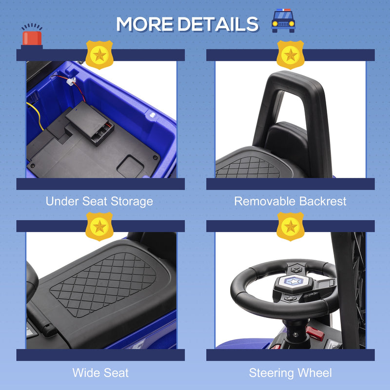 Children's Blue Police Truck Ride-On Car with Sliding Feature and Under-Seat Storage Magic Cars 7